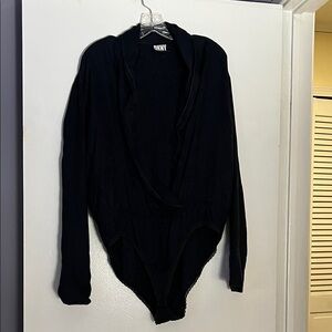 DKNY Black Long Sleeve Bodysuit w/ Lace